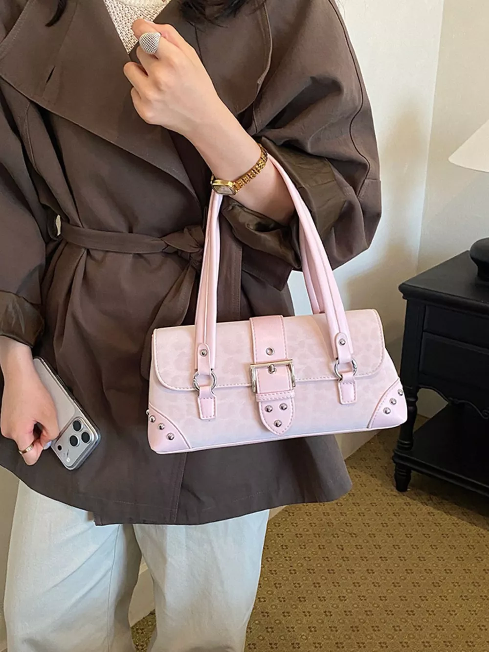 Leopard Buckle Detail Shoulder Bag, image 16