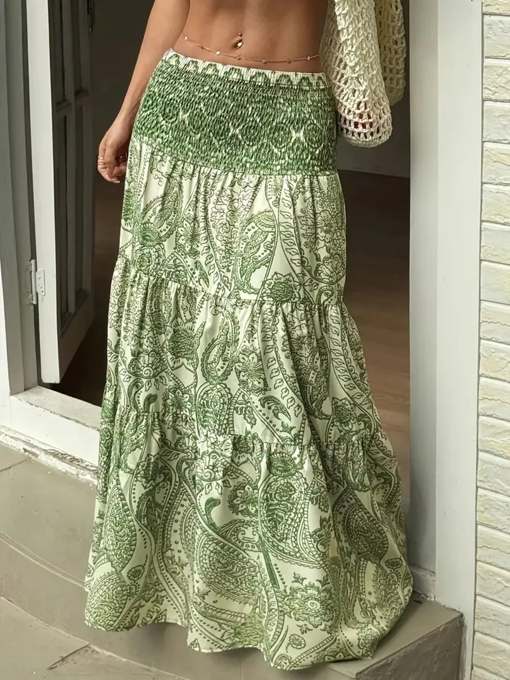 Paisley Print Maxi Skirt, image 16
