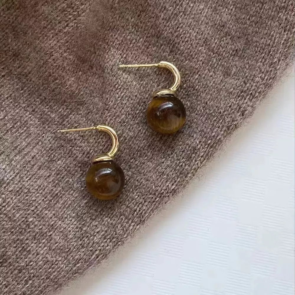 Tiger Eye Ball Drop Earrings, image 6