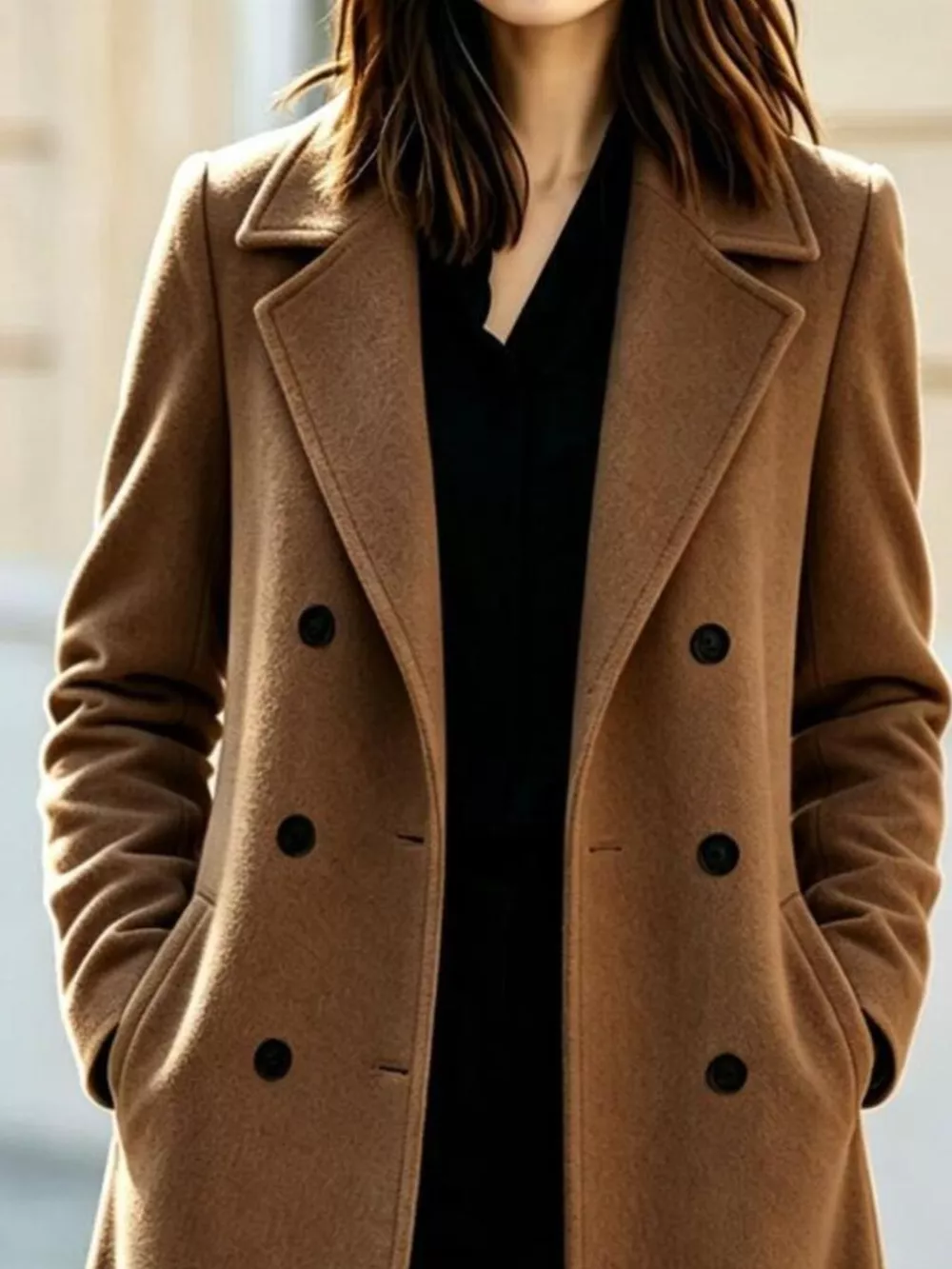 Double-Breasted Lapel Collar Coat, image 4