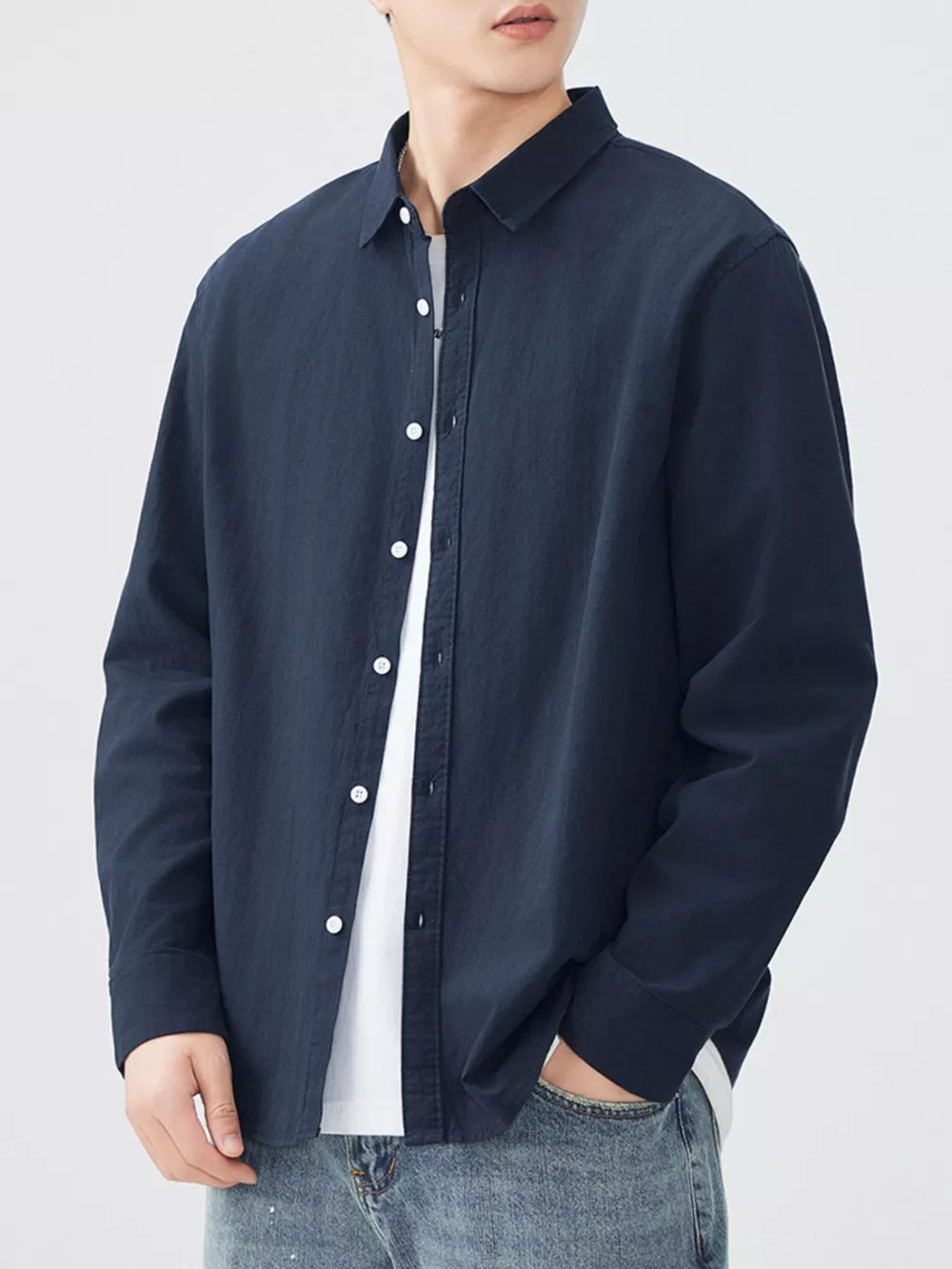 Men's Plus Size Long Sleeve Button-Up Shirt, image 2