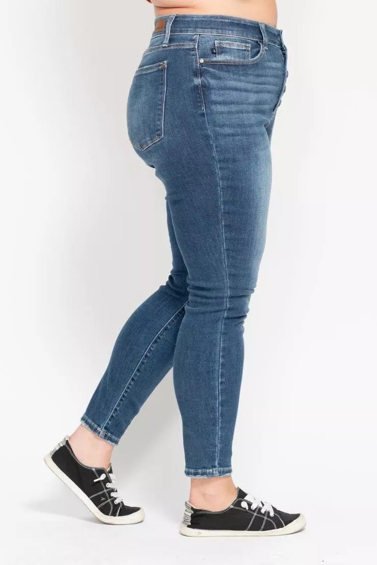 Full Size High Rise Button Fly Skinny Jeans Plus Size, image 7
