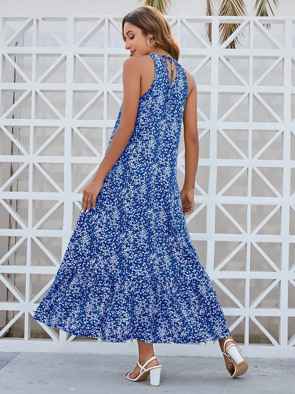 Ditsy Floral Scoop Neck Midi Cami Dress, image 3