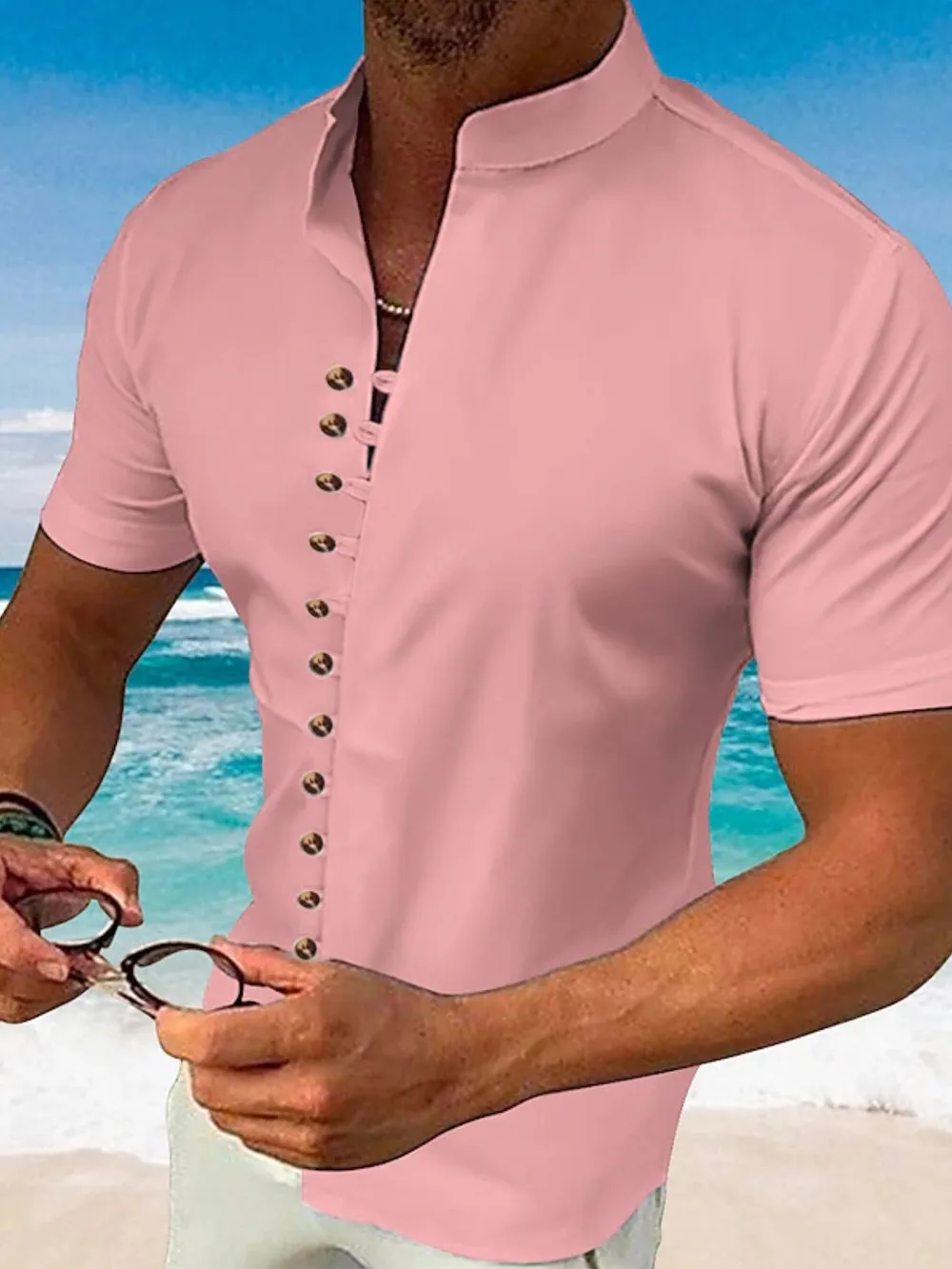 Men's Full Size Button Up Short Sleeve Shirt Plus Size, image 5