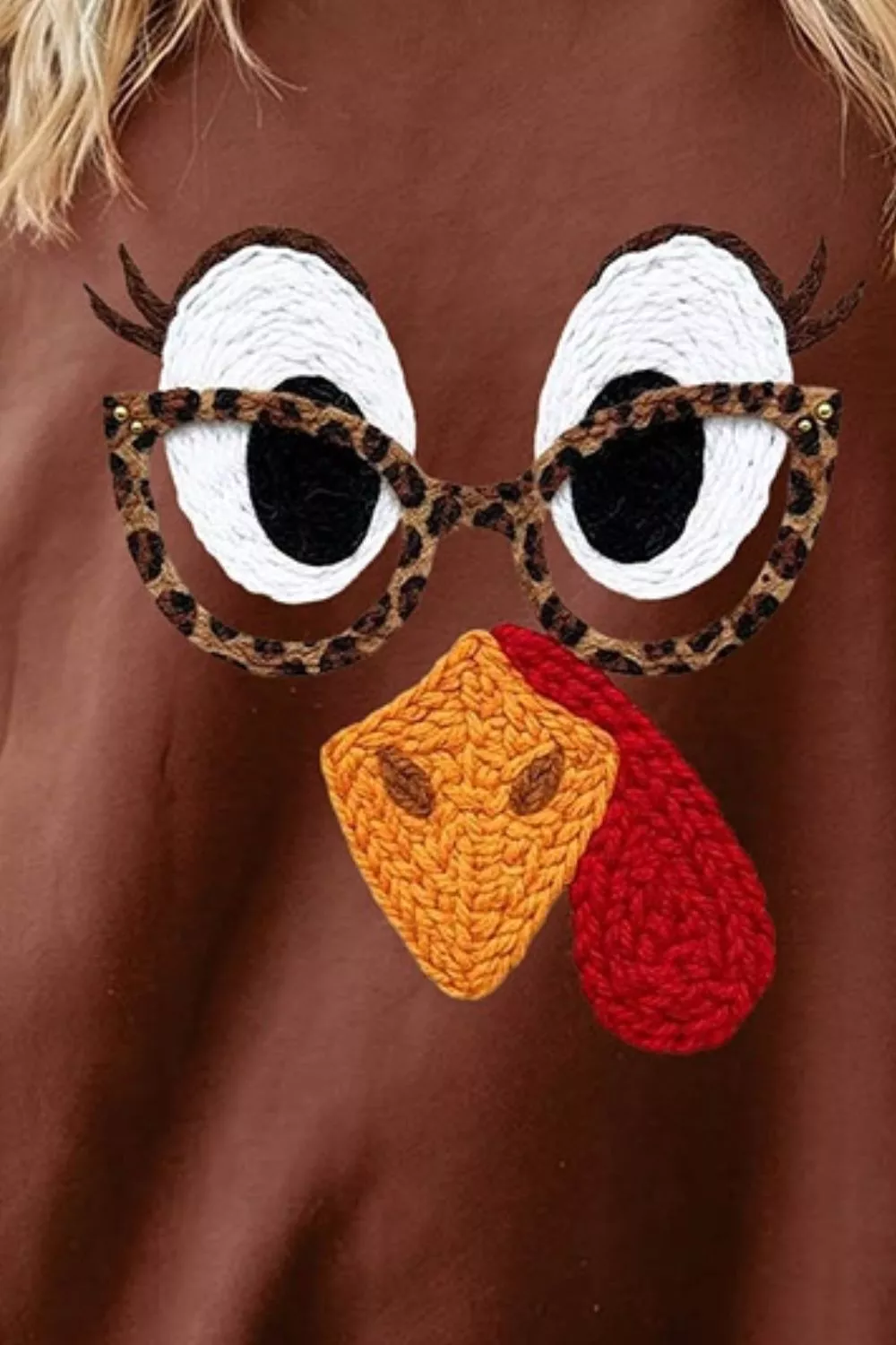 Thanksgiving Turkey Plaid Sleeve Pullover Sweatshirt, image 3