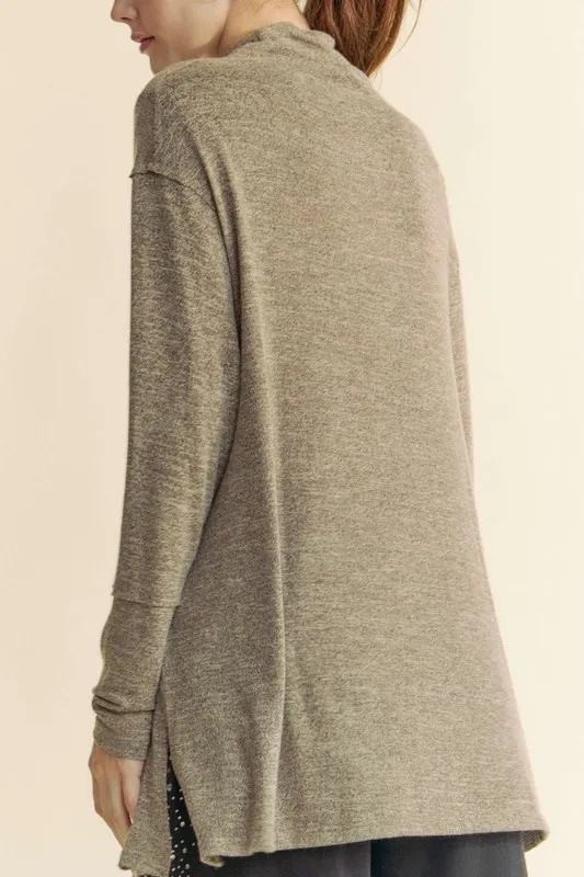 Slit Mock Neck Long Sleeve Top, image 2