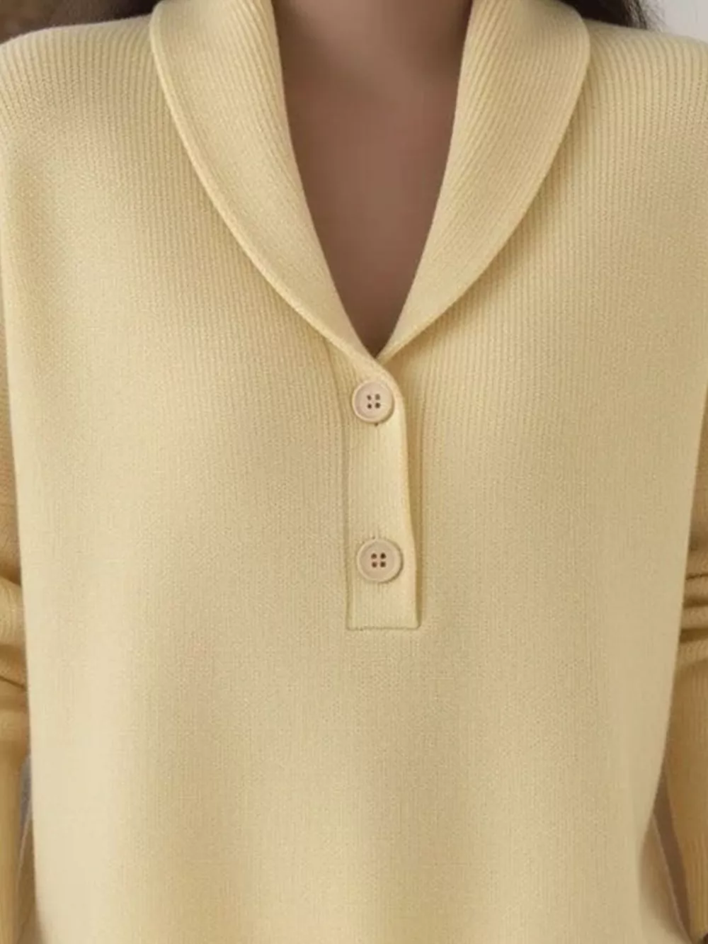 Shawl Collar Button Detail Sweater, image 4