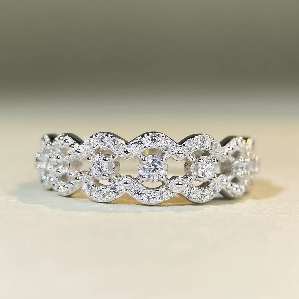 925 Sterling Silver Zircon Band Ring, image 6