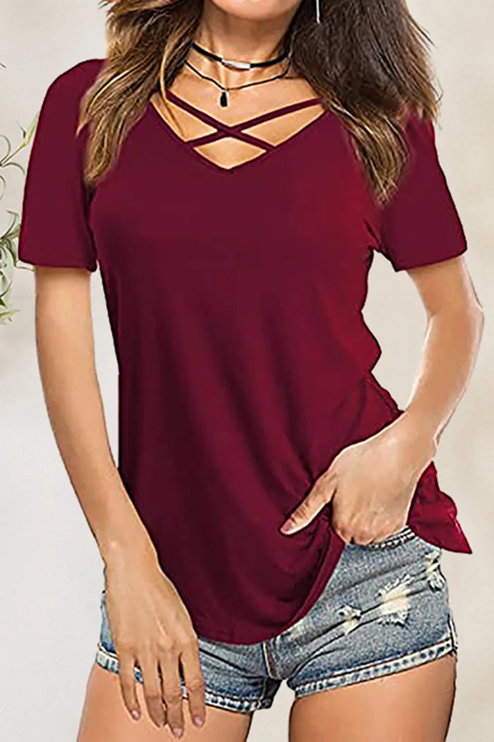 Crisscross Short Sleeve T-Shirt, image 7