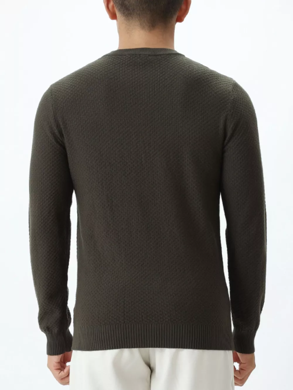 Men's Plus Size Textured Crew Neck Sweater, image 3