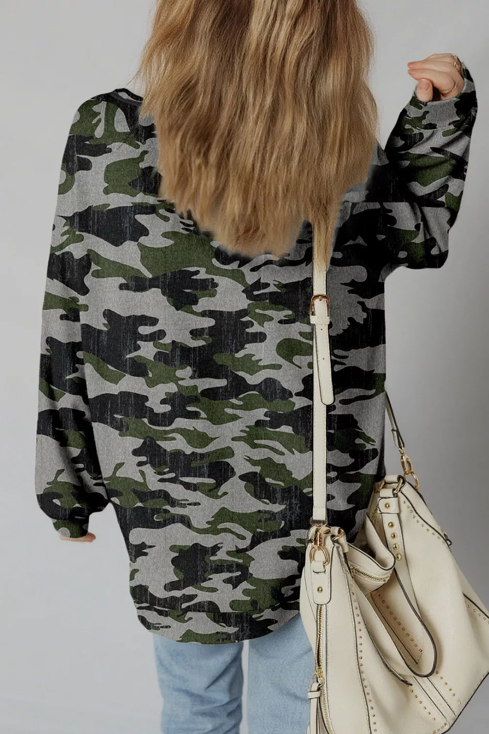 Camouflage Long Sleeve Sweatshirt with Relaxed Fit, image 3