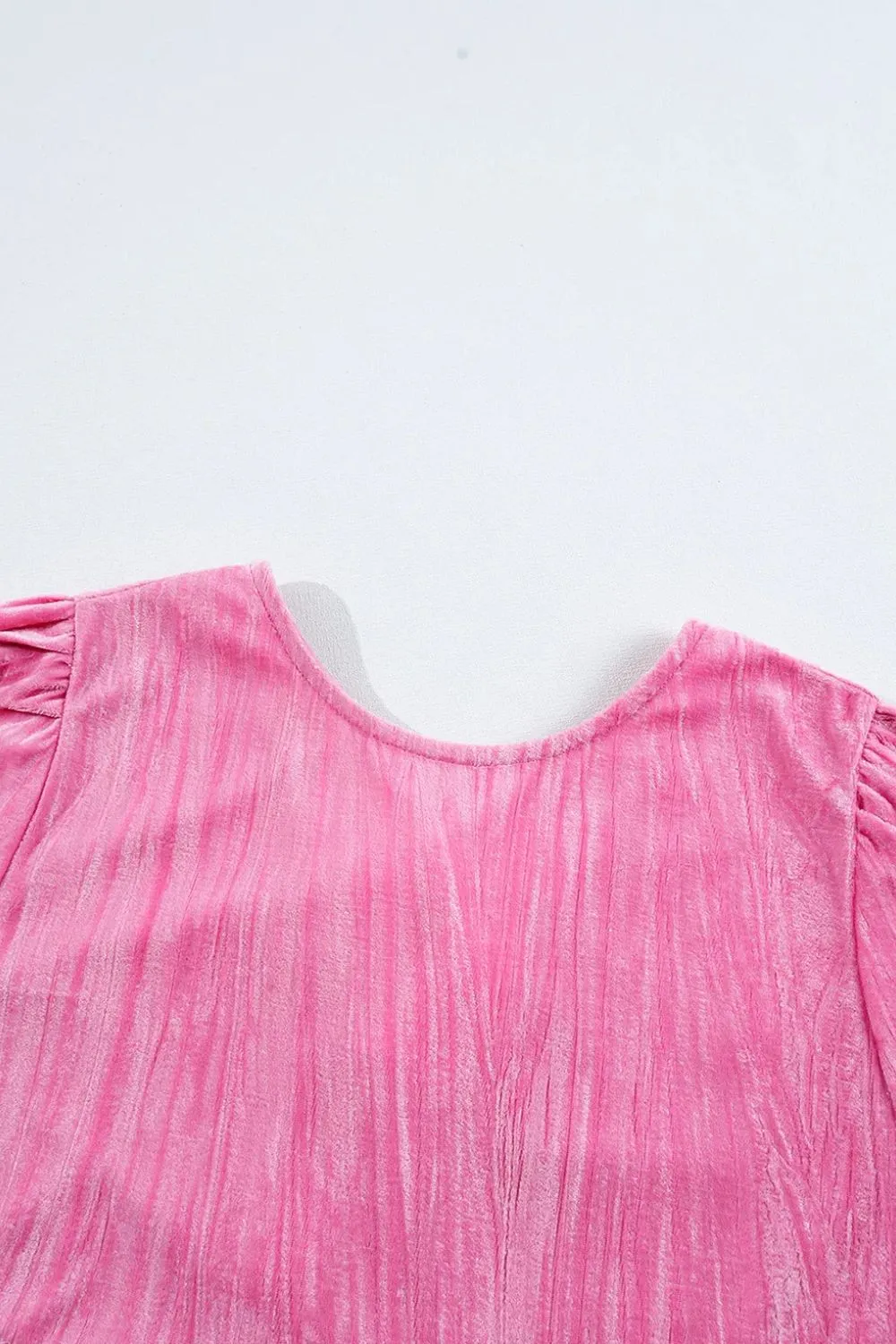 Tied Round Neck Flounce Sleeve Mini Dress, image 4