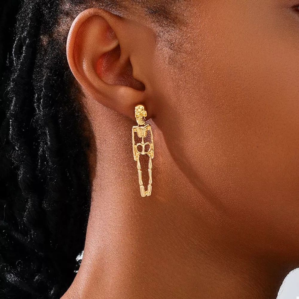 Halloween 18K Gold-Plated Skeleton Earrings