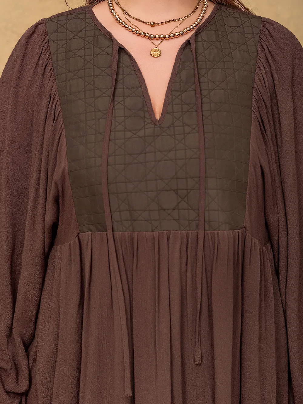 Plus Size Tie Neck Balloon Sleeve Blouse, image 7