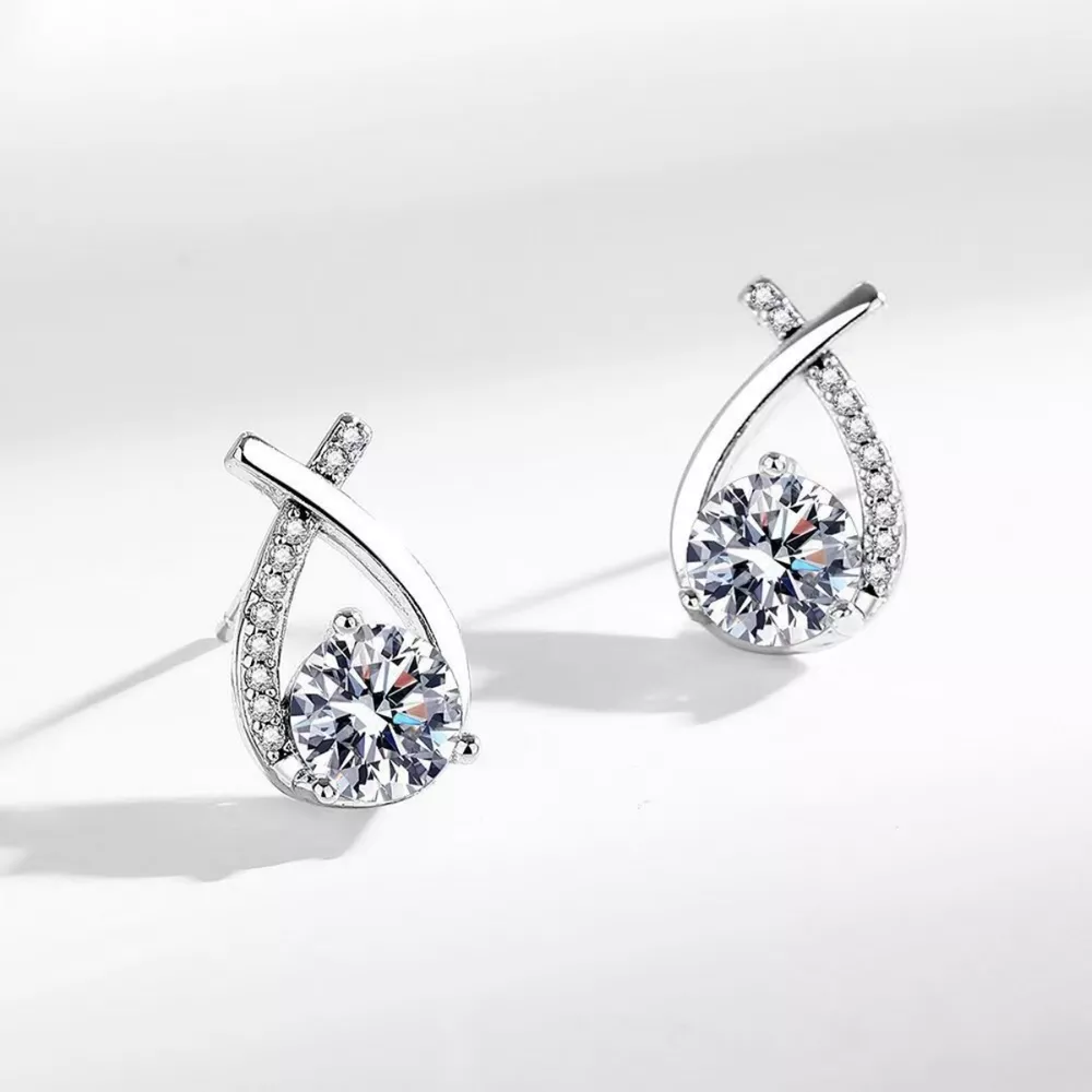 1 Carat 925 Sterling Silver Moissanite Earrings, image 2