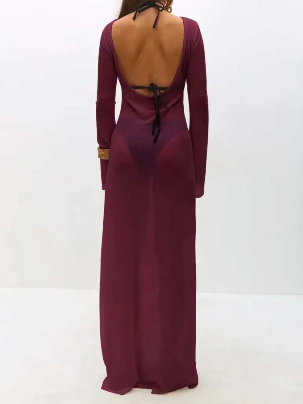 Backless Long Sleeve Maxi Cover-Up, image 15