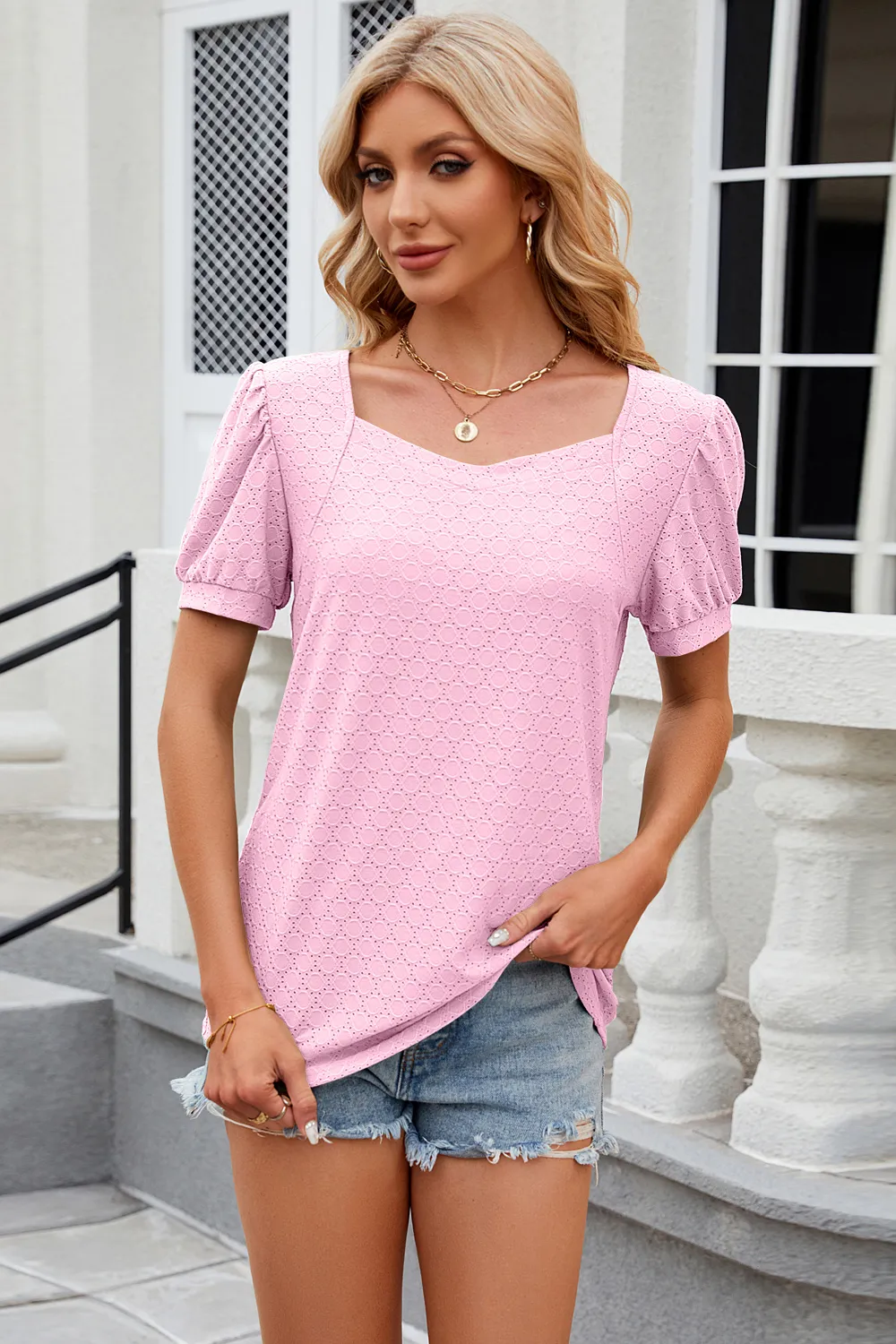 Eyelet Short Sleeve T-Shirt, image 19