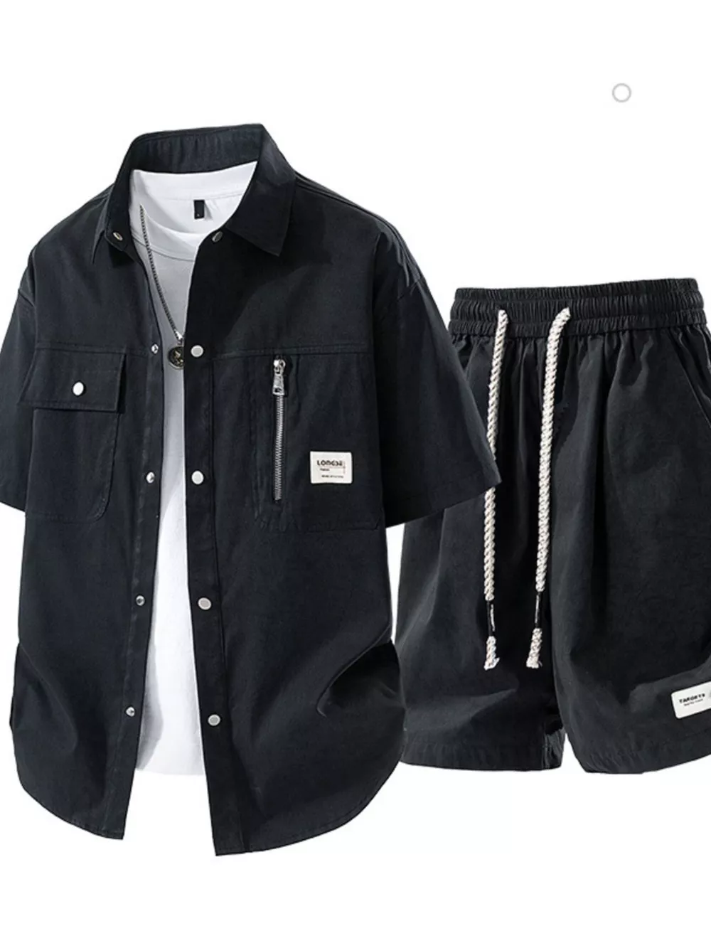 Men's Plus Size Lightweight Textured Short Sleeve Shirt and Shorts Set, image 5