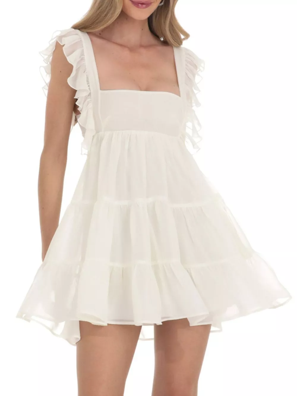 Ruffled Square Neck Tiered Dress, image 13