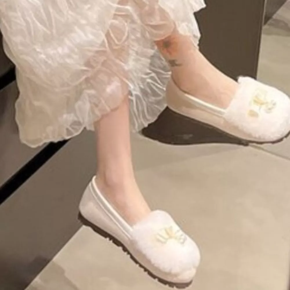 Fuzzy Pearl Bowknot Slip-Ons, image 5