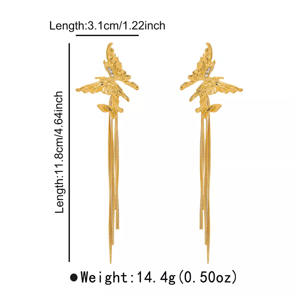 Butterfly Fringe Dangle Earrings, image 9