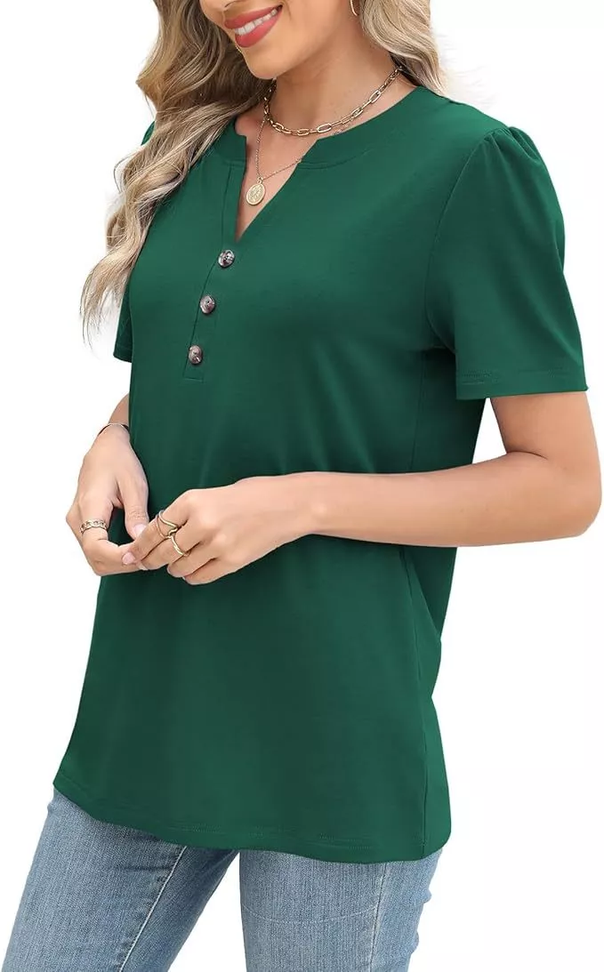 Full Size Notched Short Sleeve Blouse Plus Size, image 8