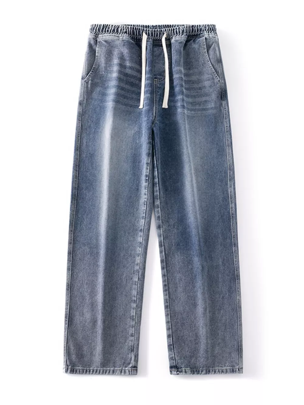 Men's Full Size Drawstring Wash Wide Leg Jeans Plus Size, image 12