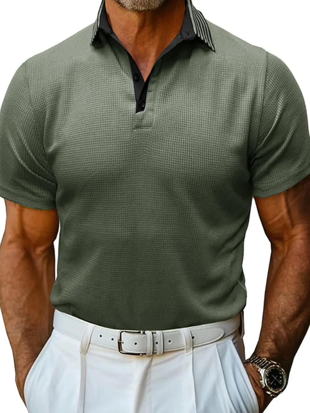 Men's Classic Textured Golf Polo Shirt, image 10
