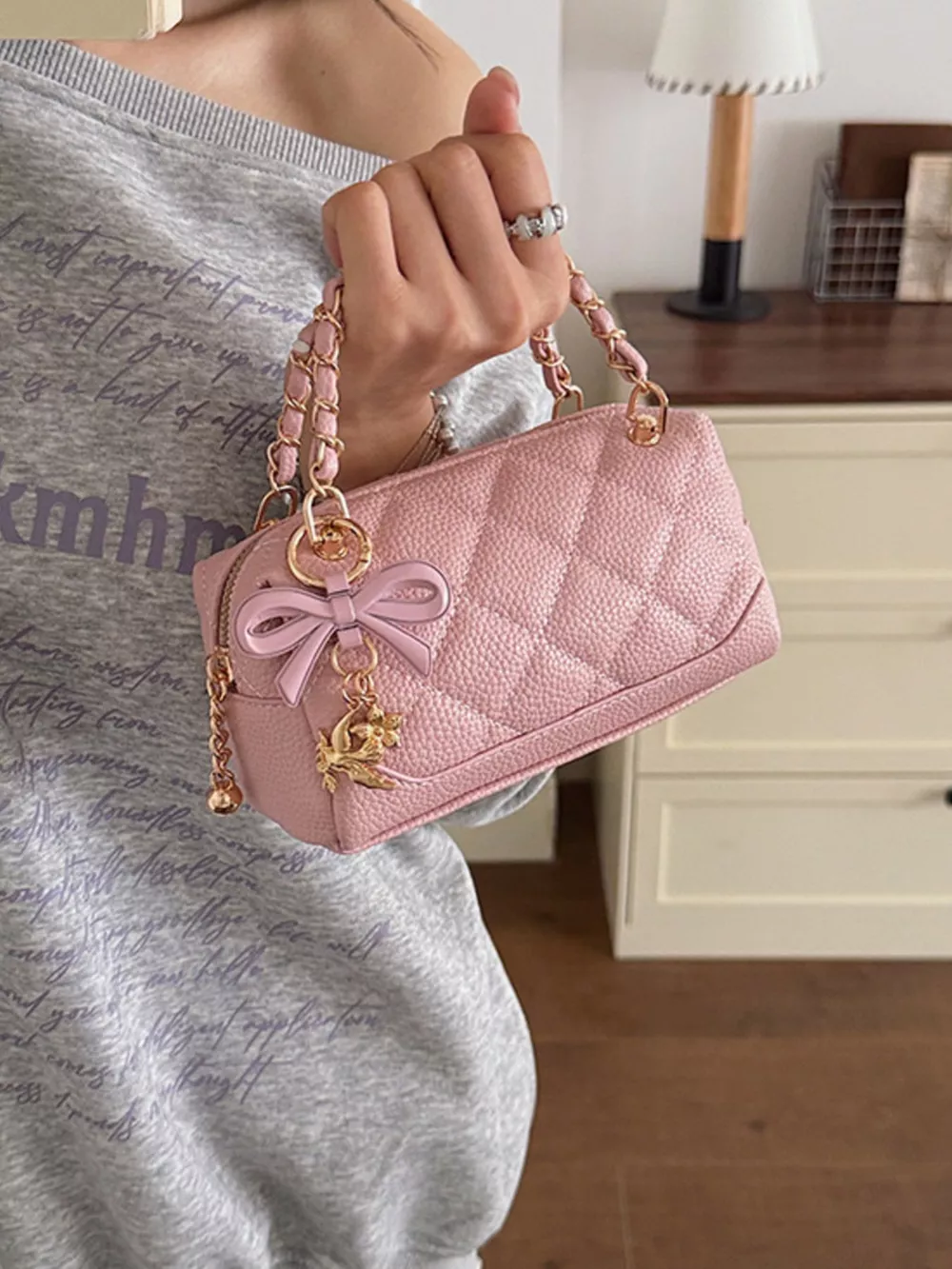 Quilted Chain Crossbody Bag, image 4