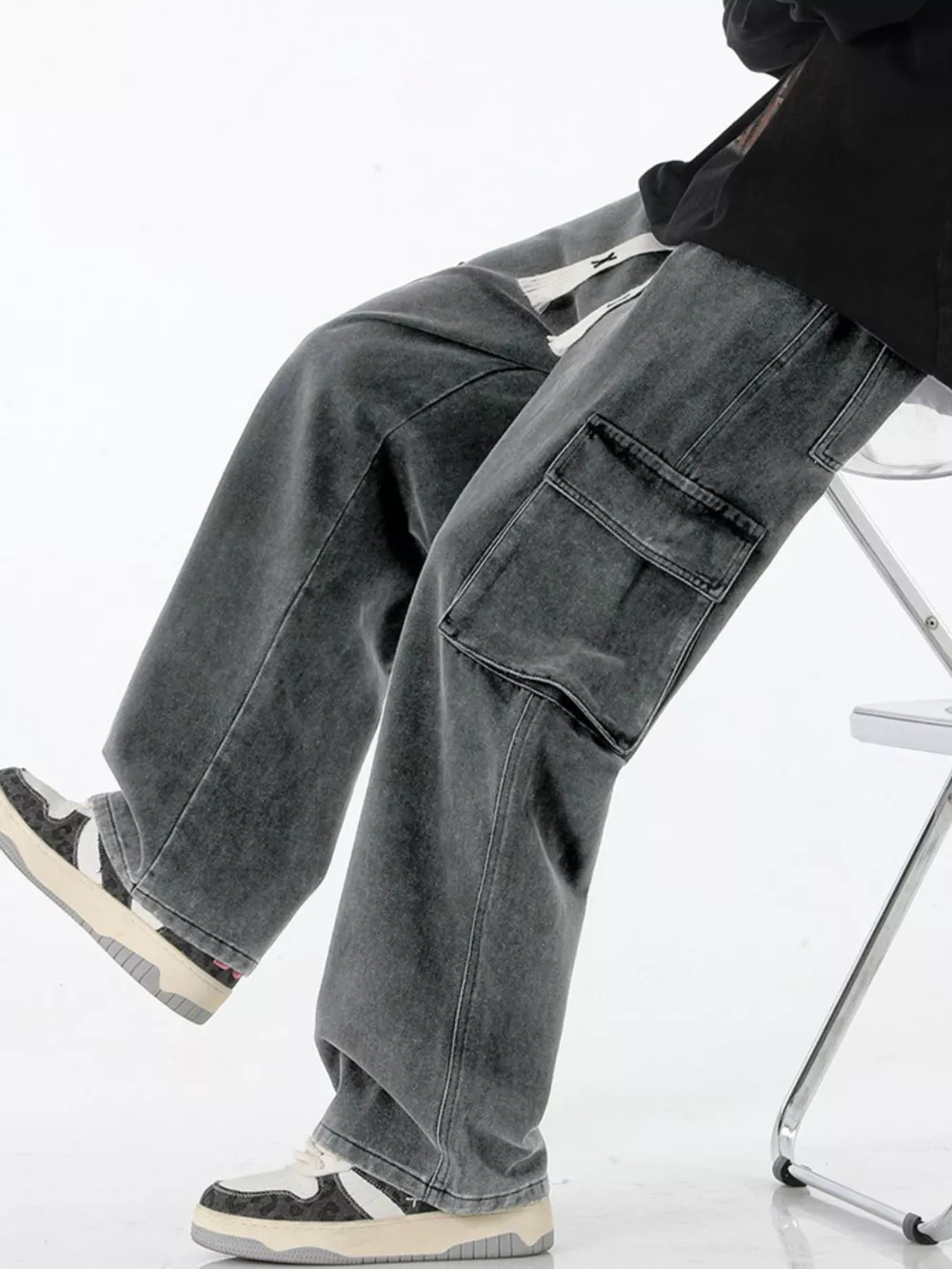 Men's Full Size Wide Leg Cargo Jeans Plus Size, image 8