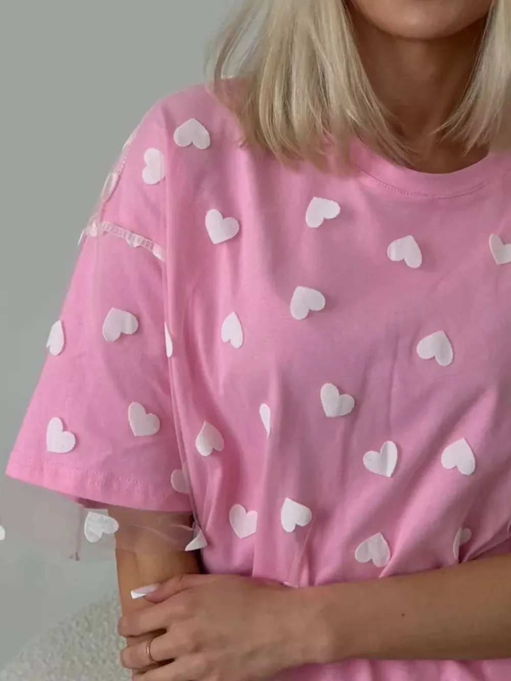 Heart Print Oversized T-Shirt, image 8