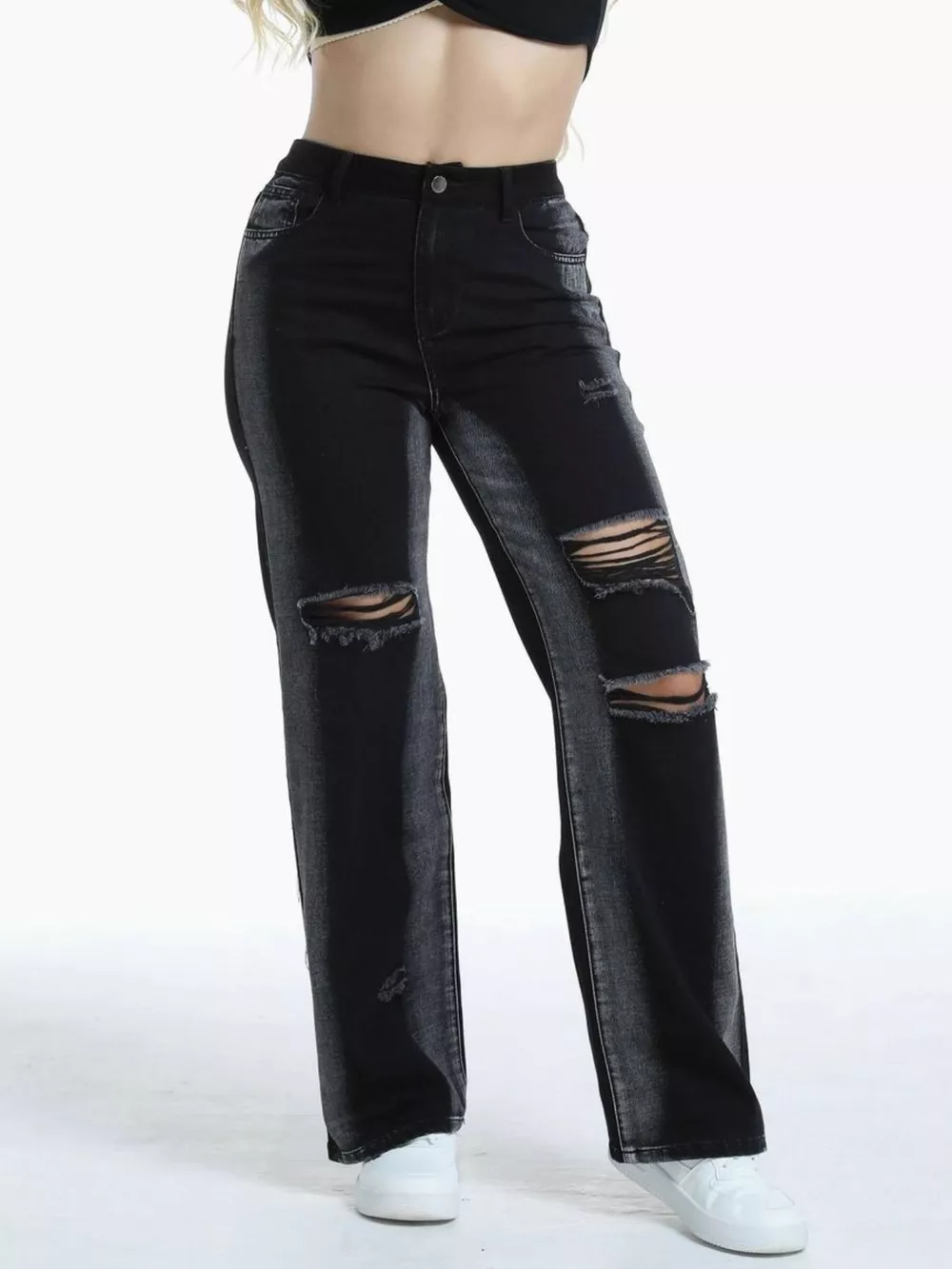 Distressed Wide-Leg Jeans, image 3