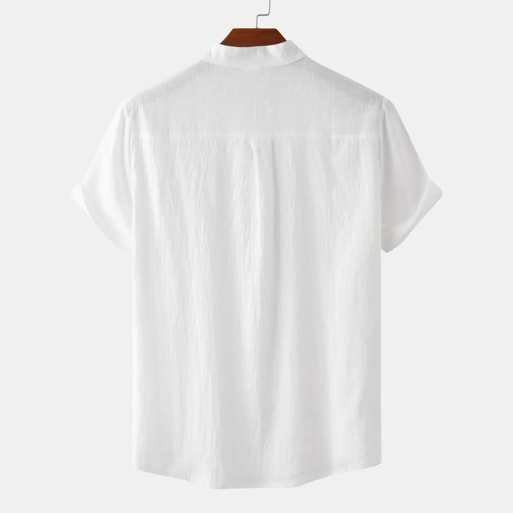 Men's Mandarin Collar Short Sleeve Henley Shirt, image 29