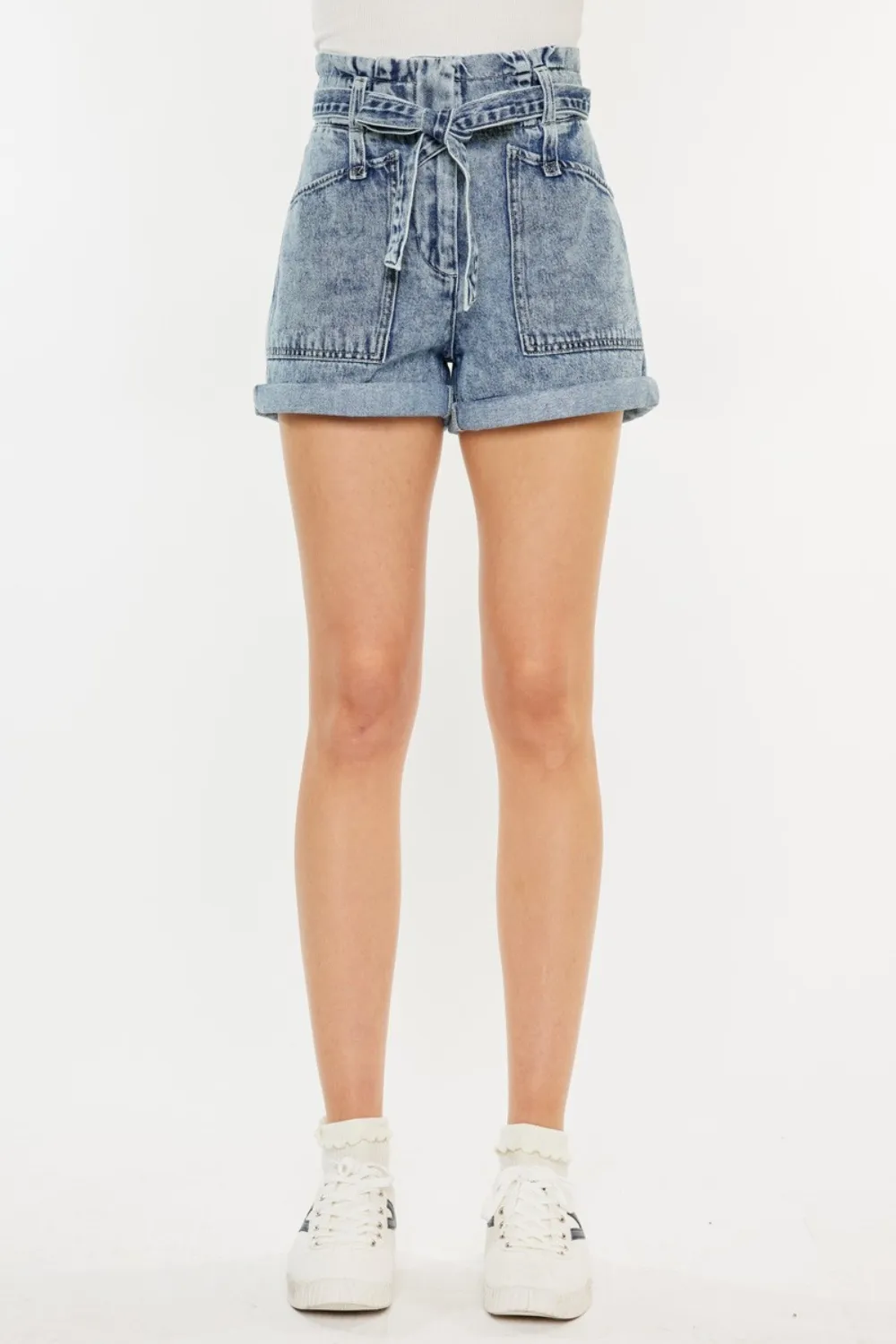 Ultra High Rise Paperbag Denim Shorts, image 8