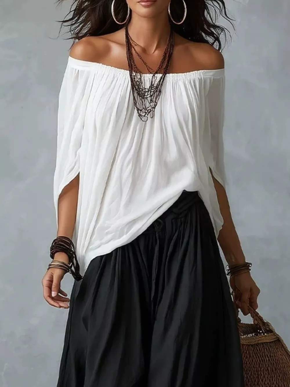 Full Size Off-Shoulder Top and Wide-Leg Harem Pants Set Plus Size, image 4