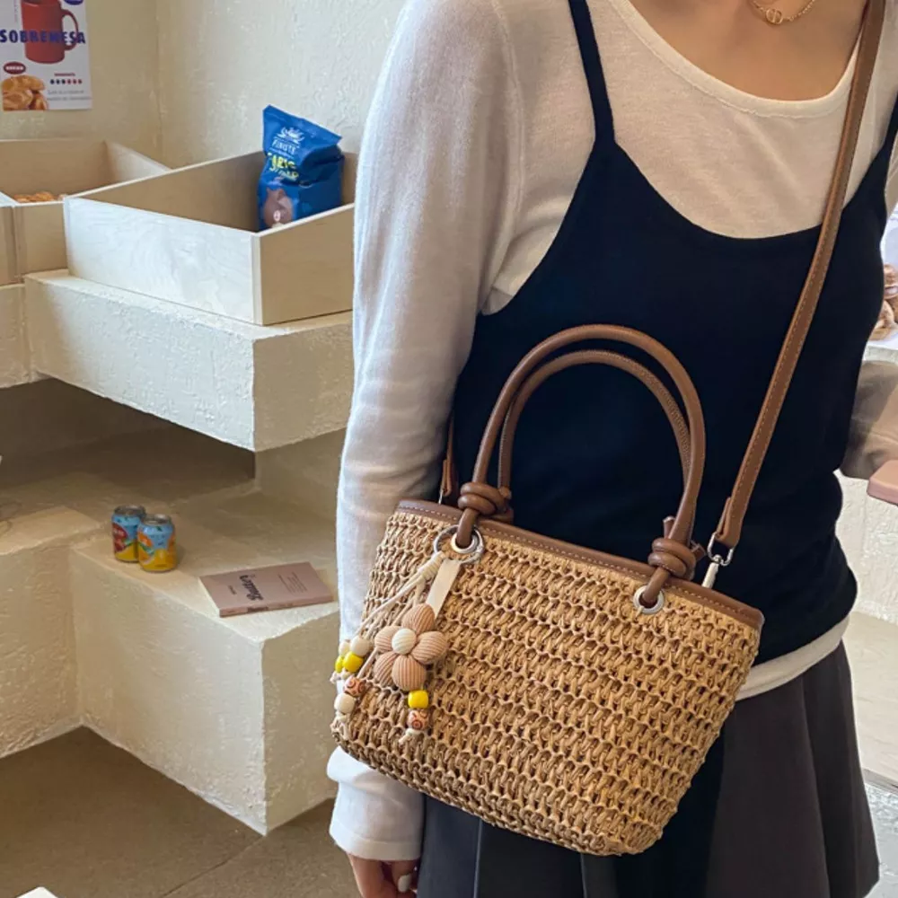 Woven Straw Shoulder Bag, image 5