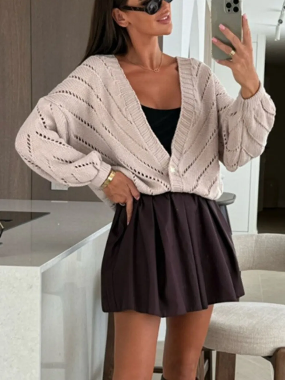 Openwork Long Sleeve Cardigan, image 11