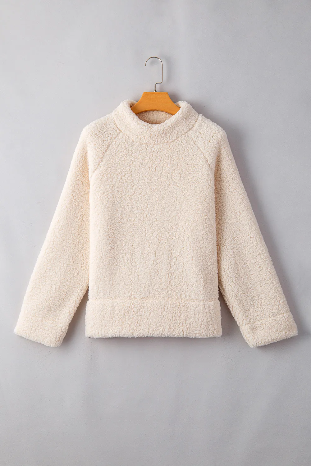 Turtleneck Long Sleeve Slit Fleece Sweatshirt, image 8