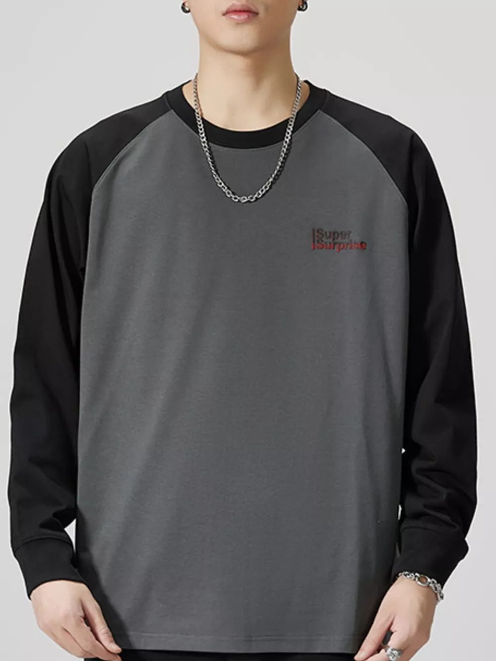 Men's Plus Size Round Neck Raglan Sleeve T-Shirt, image 5