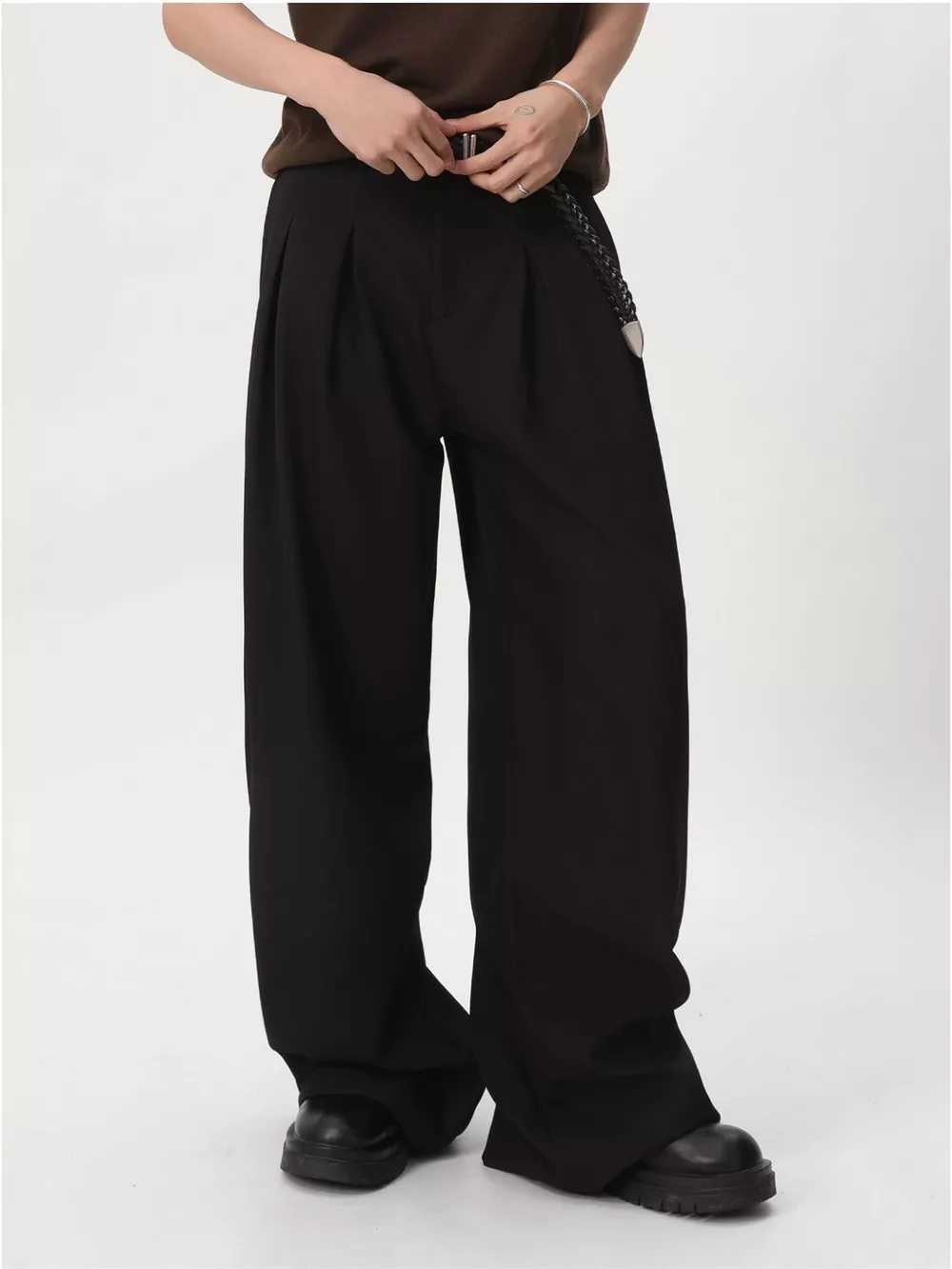 Men's High-Waisted Pleated Wide-Leg Pants, image 11