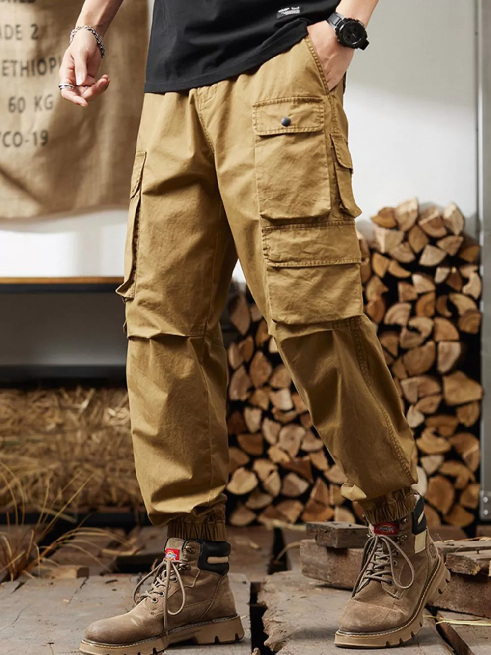 Men's Plus Size Relaxed Fit Multi-Pocket Cargo Pants, image 10