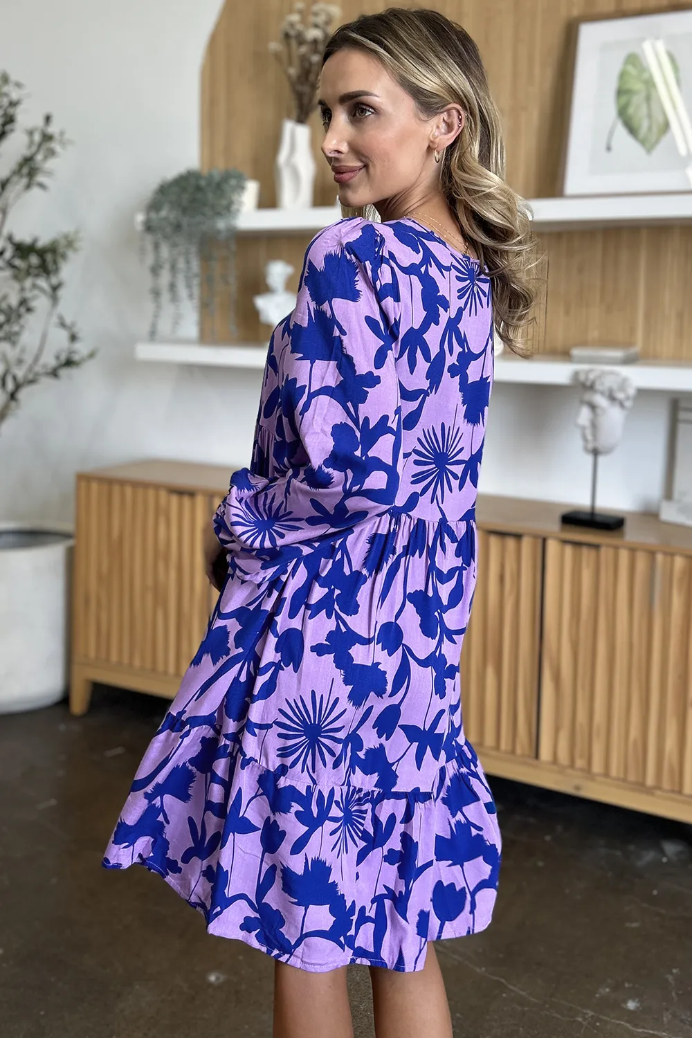 Full Size Printed Ruffle Hem Dress with Pocket, image 30