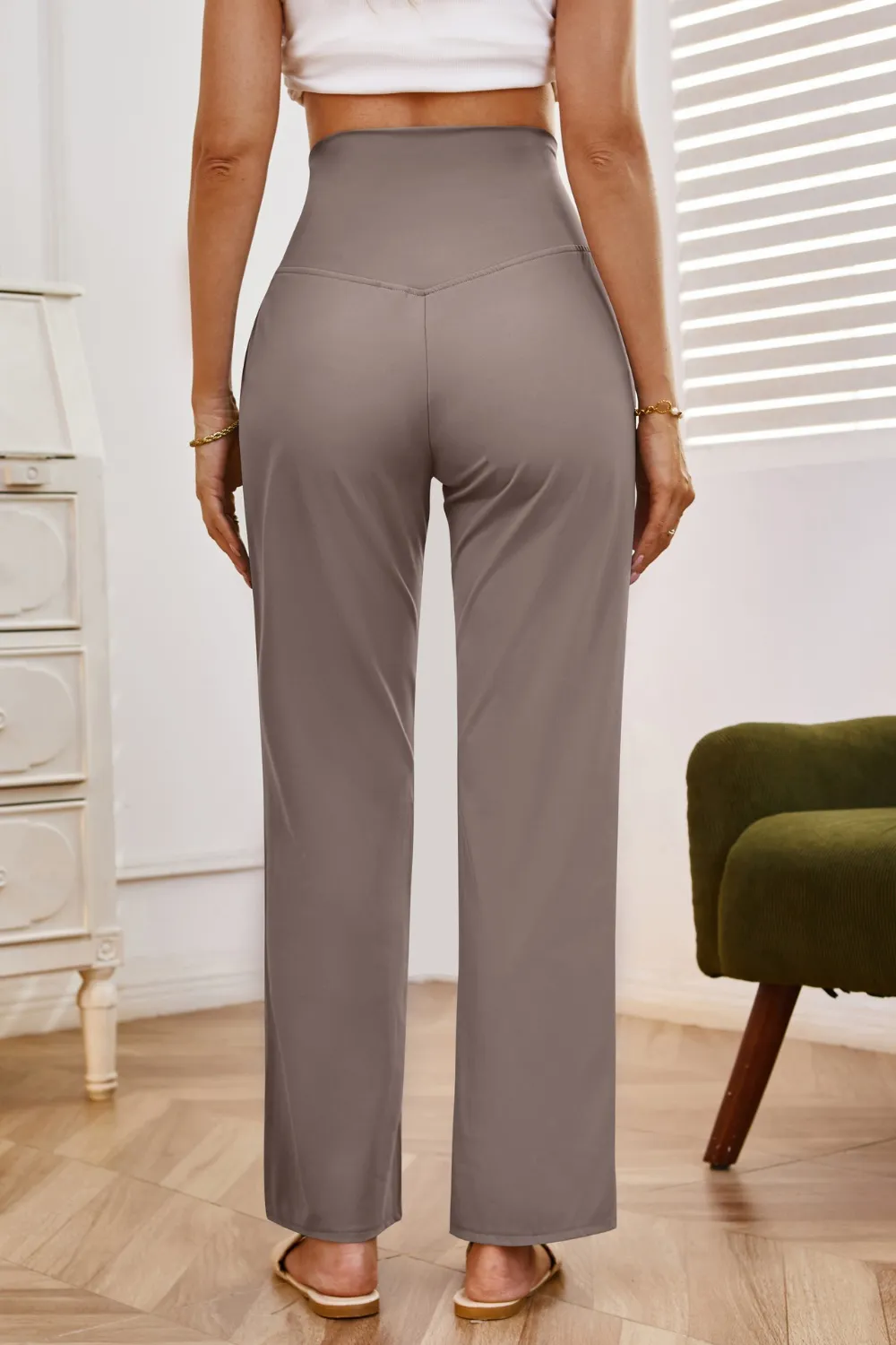 High Waist Wide Leg Pants with Pockets, image 25