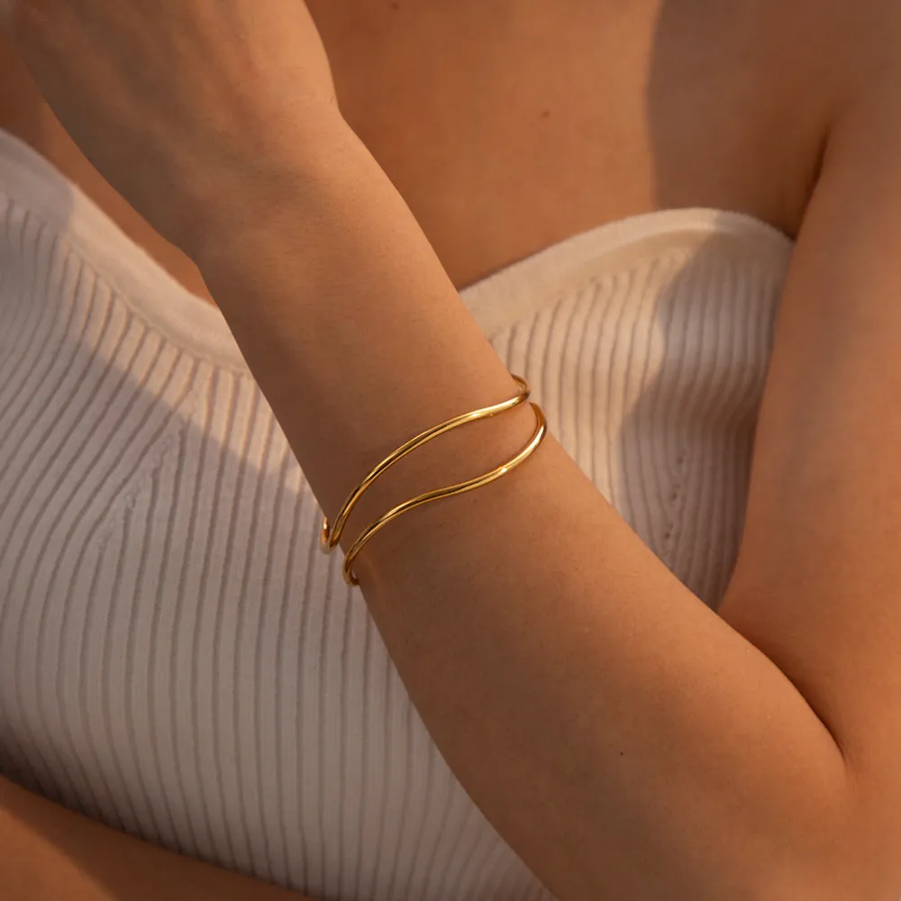 Minimalist Stainless Steel Cuff Bracelet, image 3
