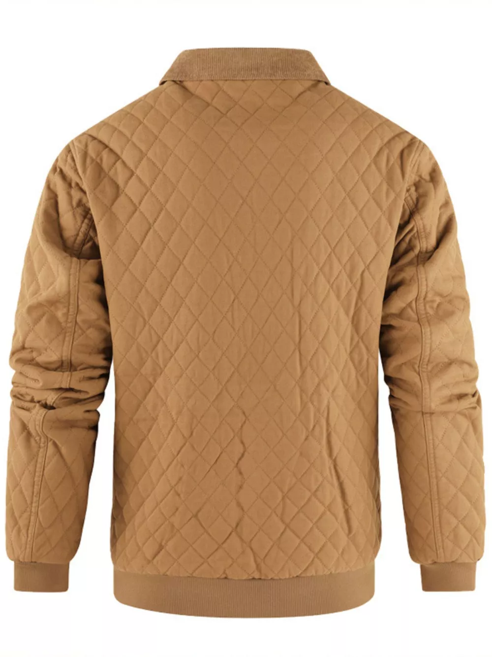 Men's Quilted Collared Neck Jacket with Plaid Lining, image 12