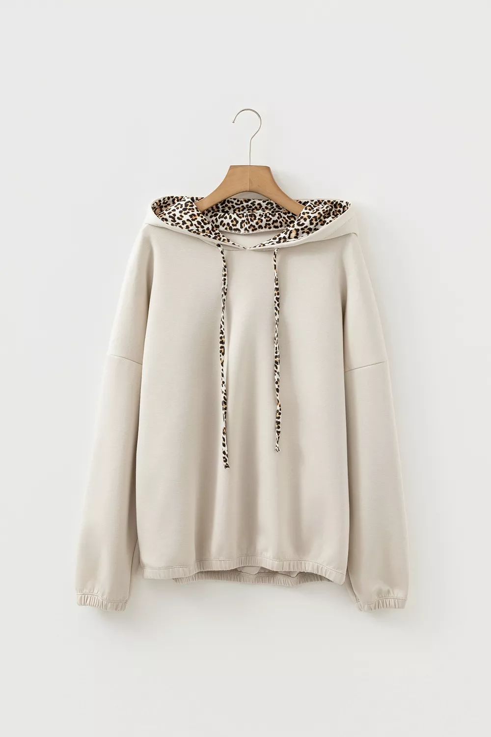 Leopard Print Lined Hoodie with Drawstring, image 3