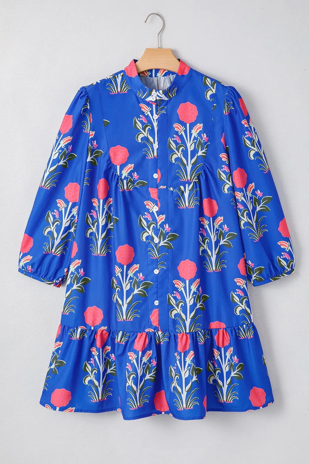 Floral Print Long Sleeve Ruffle Hem Dress, image 8