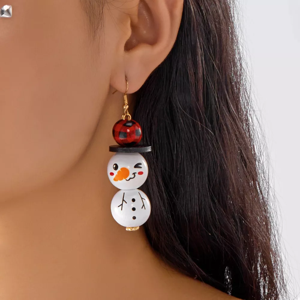 Christmas Snowman Dangle Earrings, image 2