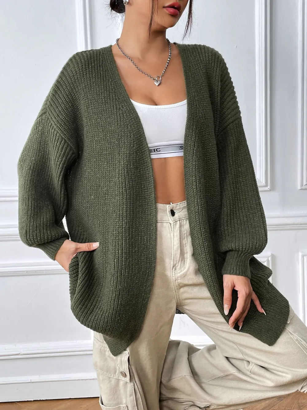 Open Front Long Sleeve Cardigan, image 4