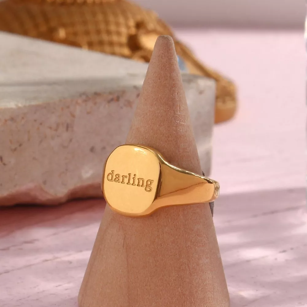 18K Gold-Plated Letter Signet Ring, image 4